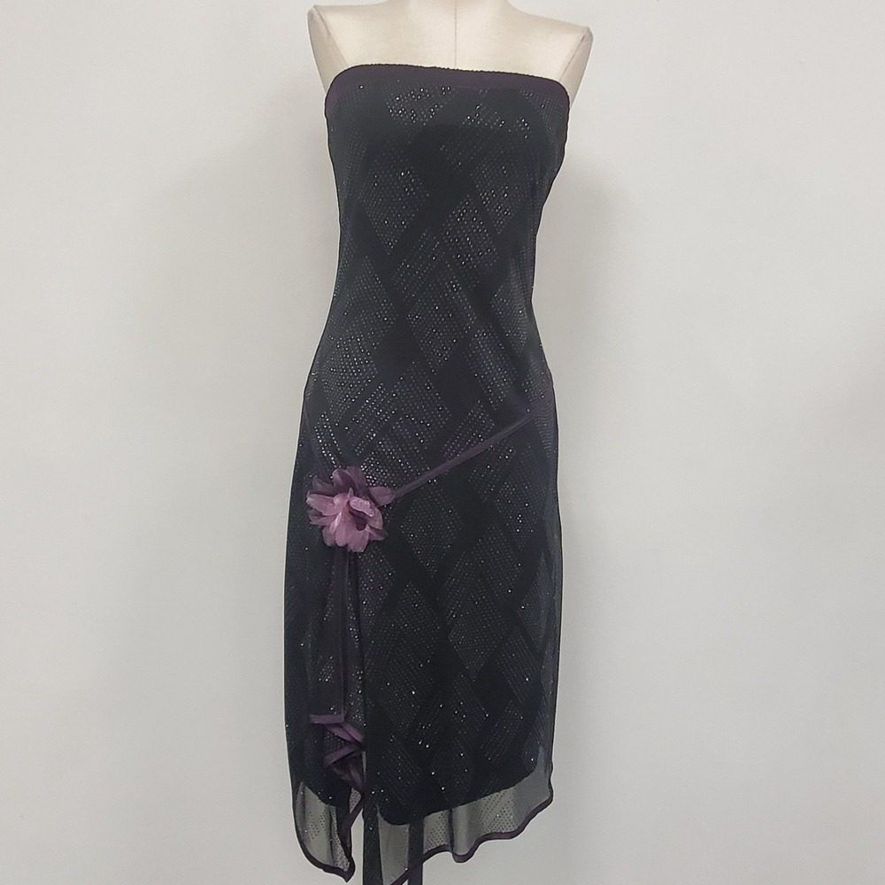 Ruby Rox Drop Waist‎ Asymmetric Strapless Dress Size M Sparkle Fairy Whimsigoth